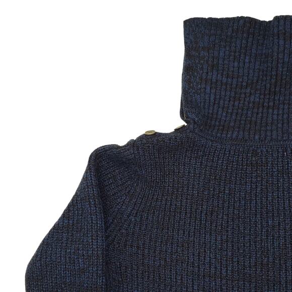 Style & Co Sweater Womens Medium Blue Cowl Neck Button Kangaroo Pocket Pullover - Picture 10 of 13